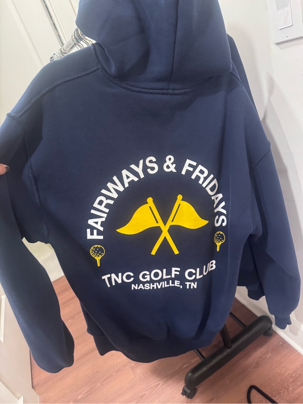 Fairways & Fridays Navy Hoodie with Yellow Graphic